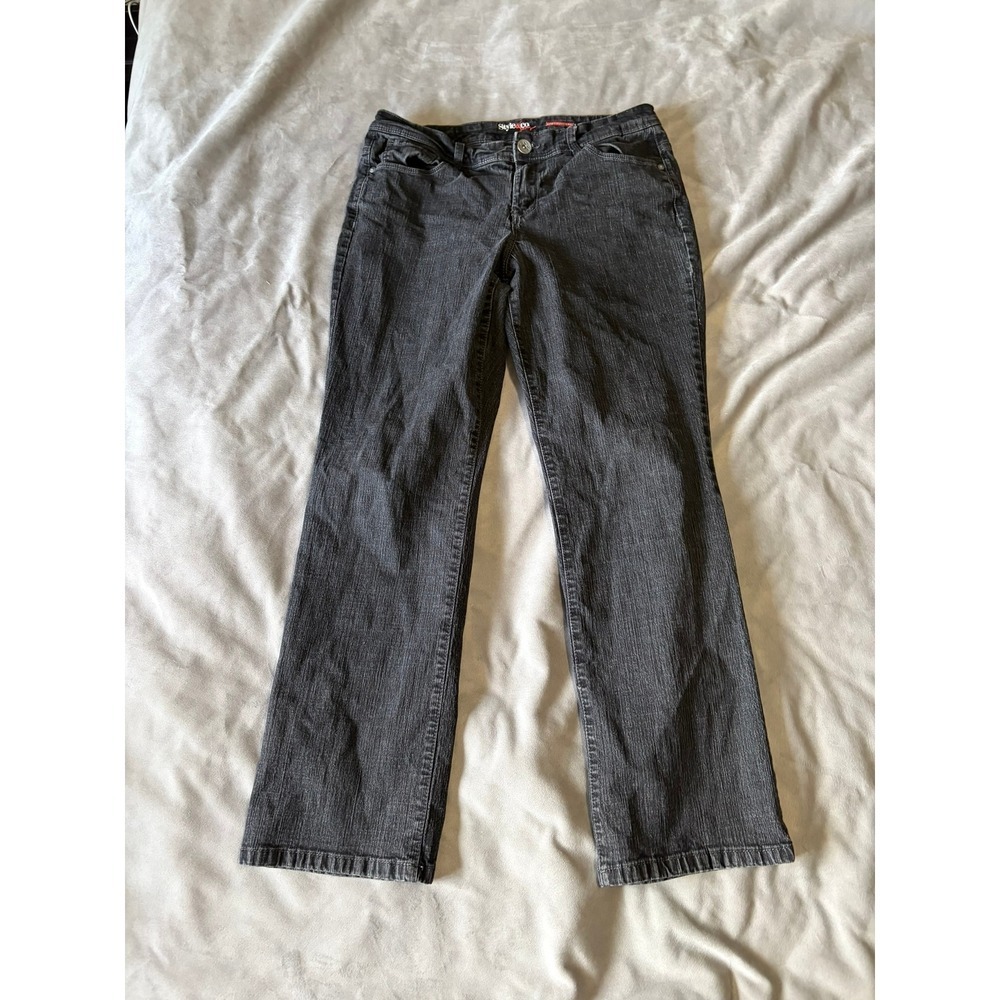 Style & Co Womens Bootcut Jeans Size 10 Short Charcoal Gray Stretch Denim